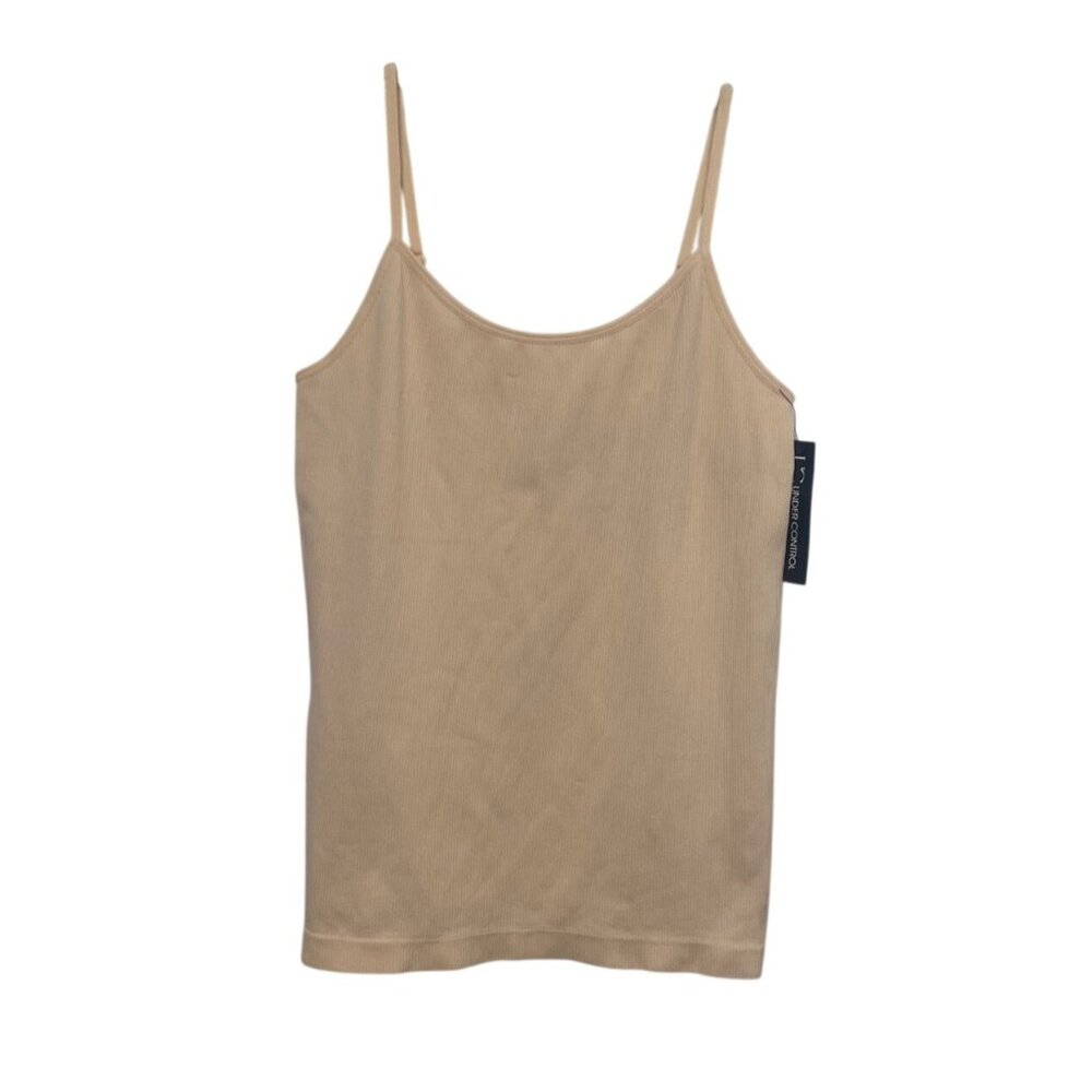 Under Control Ribbed Camisole Tank Top Womens XL Beige Adjustable Straps